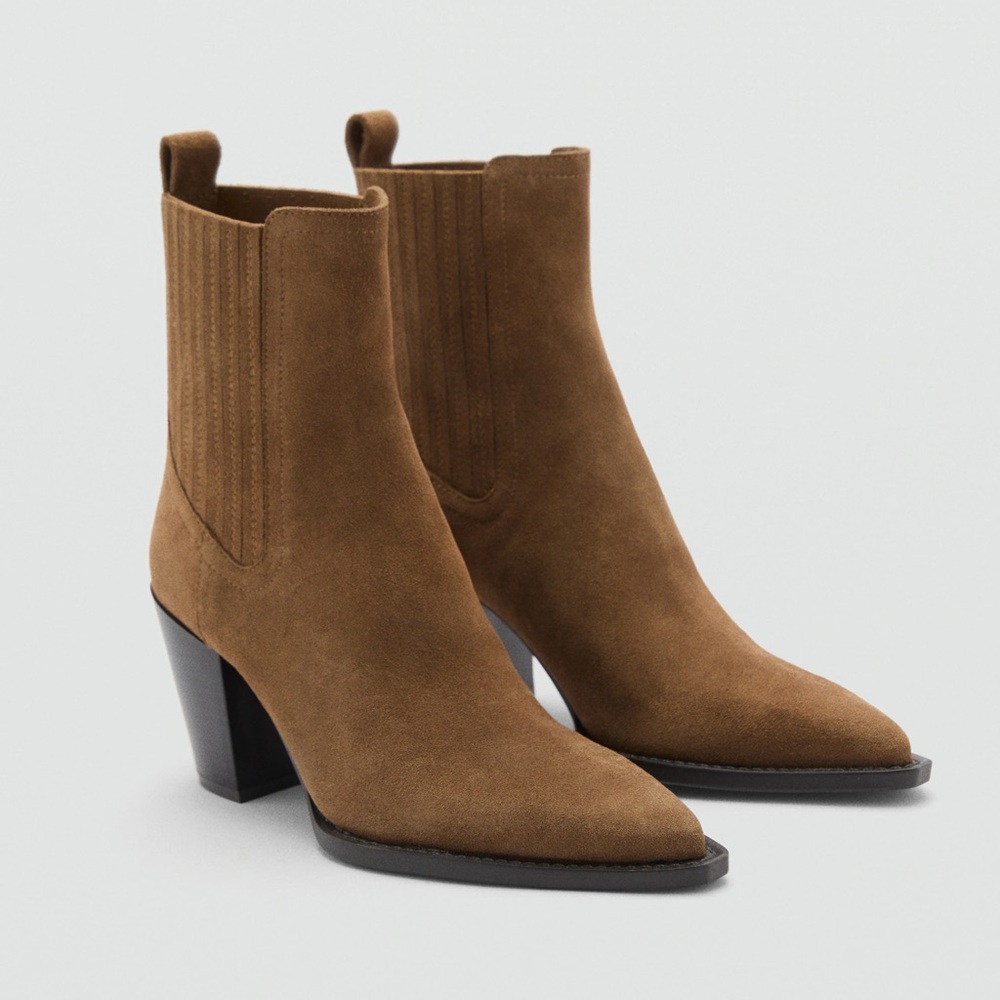 Mango Suede Block-Heel Boots